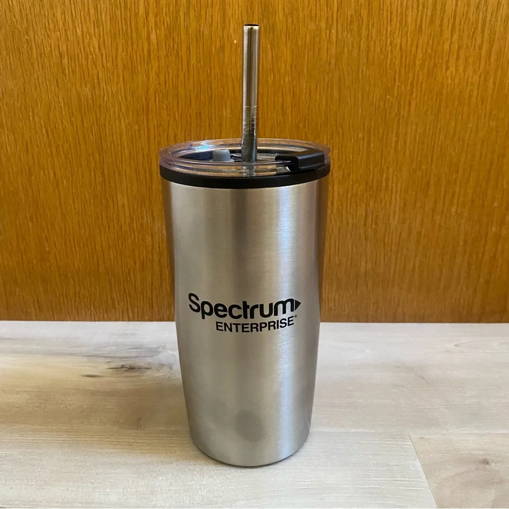 NEW! Hot Or Cold Metal Tumbler With Metal Straw - 20 Fl. Oz.
